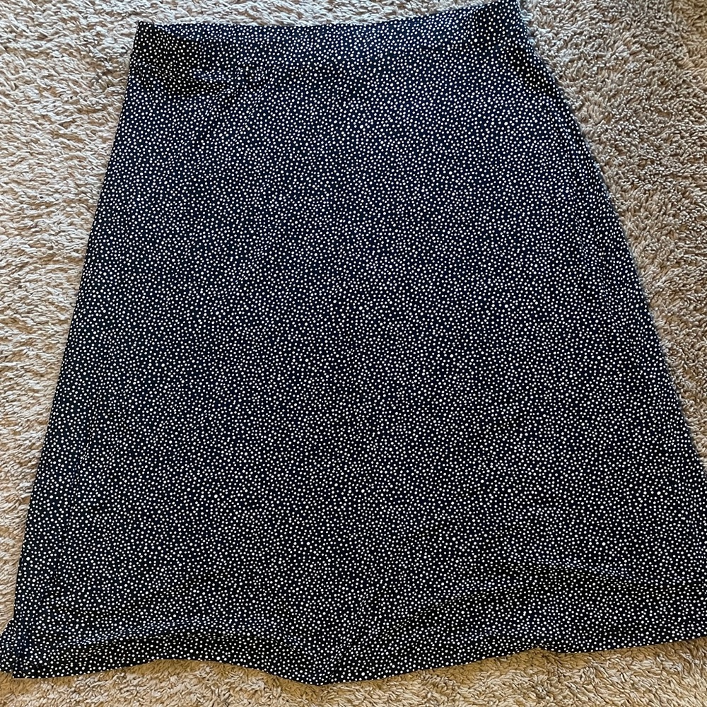 Kasper Black and White Polka Dot A-Line Skirt